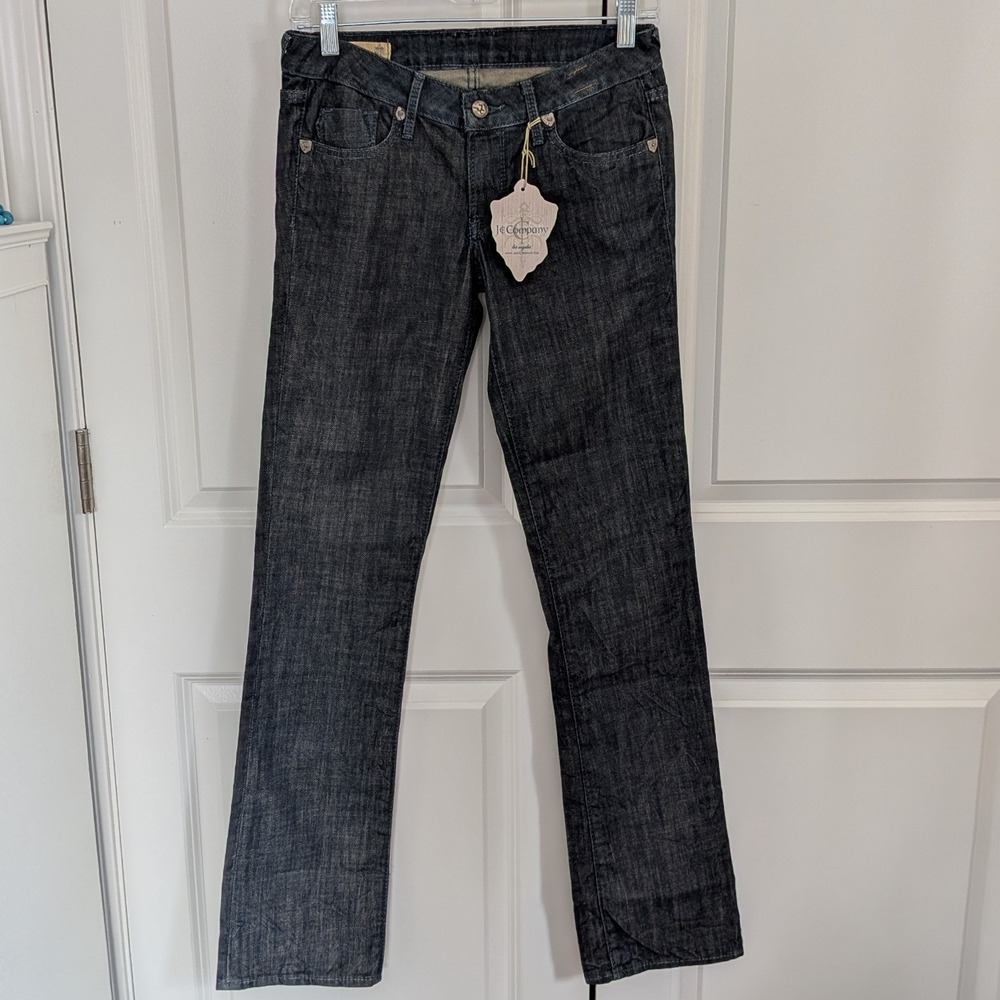 J&Company Los‎ Angeles Dark Wash Straight Leg Paisley Beaded Jeans Size 27 NWT